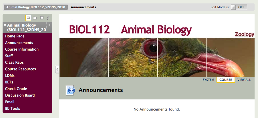 Biol112 Blackboard design screenshot