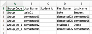 Example of the Group csv