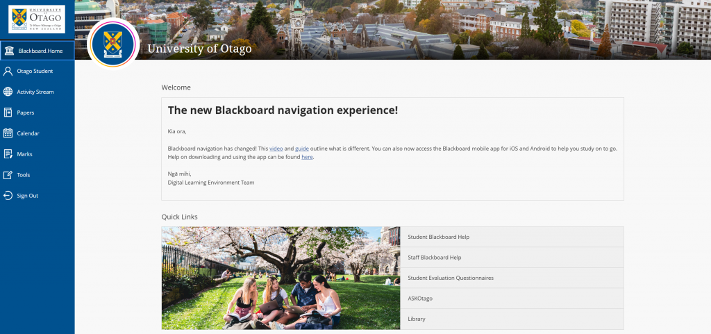 Blackboard Home Page